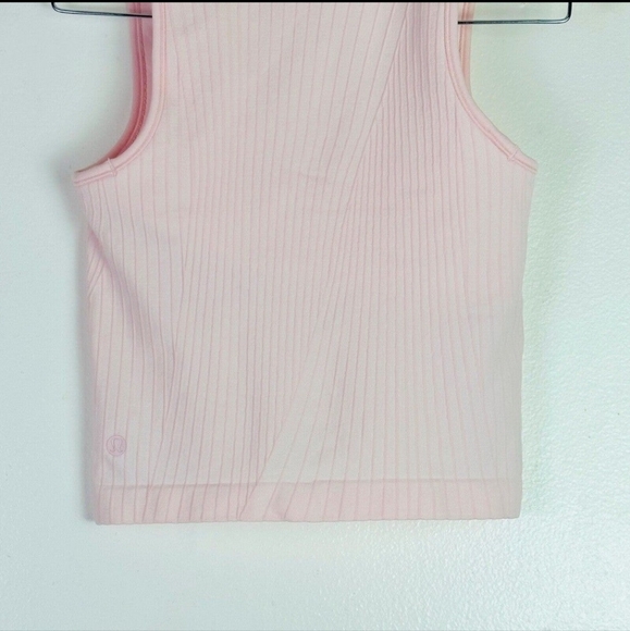 New Lululemon Ebb to Street Cropped Tank Top Rib Map Strawberry Milkshake Sz 4 - Picture 4 of 10
